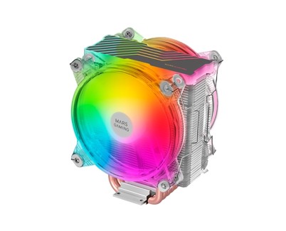 Mars Gaming Doble Ventilador CPU 120mm con Disipador - Iluminacion ARGB - Hasta 220W - Velocidad Max. 1600rpm - 6 Heatpipes