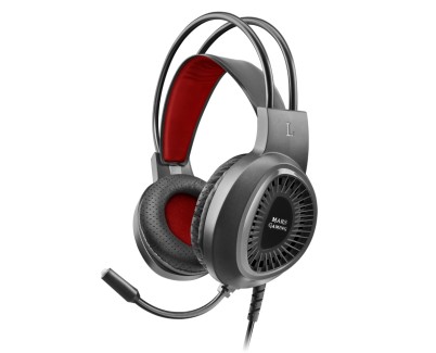 Mars Gaming MH120 Auriculares Gaming con Microfono Flexible - Diadema Ajustable - Almohadillas Acolchadas - Control en Auricular - Cable de 1.80m