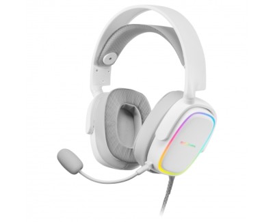 Mars Gaming MHAXW Auriculares Gaming con Microfono Extraible - Iluminacion RGB - Diadema Ajustable - Almohadillas Acolchadas - Control en Cable - Cable Trenzado de 2m