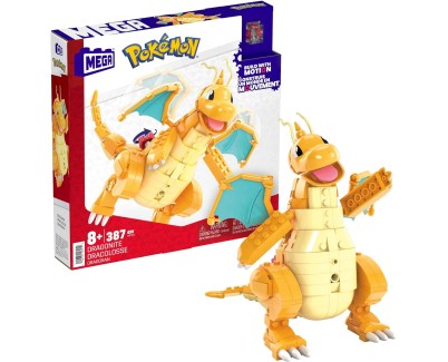 Mattel Mega Construx Wonder Builders Pokemon Dragonite - Figura de Construccion - Tamaño 19cm aprox. - 387 Piezas