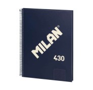 Milan Serie 1918 Cuaderno Espiral Formato A4 Cuadricula 5x5mm - 80 Hojas de 95 gr/m2 - Microperforado, 4 Taladros - Color Azul Oscuro