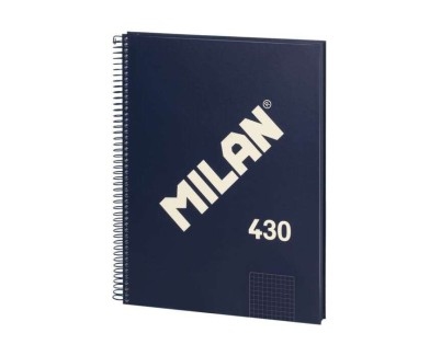 Milan Serie 1918 Cuaderno Espiral Formato A4 Cuadricula 5x5mm - 80 Hojas de 95 gr/m2 - Microperforado, 4 Taladros - Color Azul Oscuro