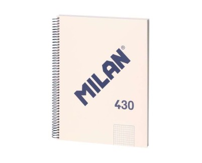 Milan Serie 1918 Cuaderno Espiral Formato A4 Cuadricula 5x5mm - 80 Hojas de 95 gr/m2 - Microperforado, 4 Taladros - Color Beige