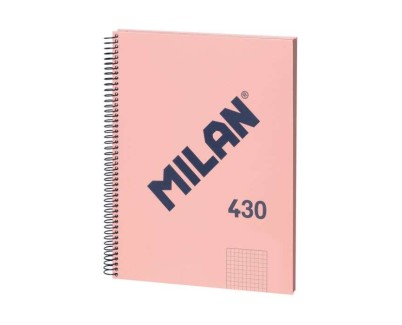 Milan Serie 1918 Cuaderno Espiral Formato A4 Cuadricula 5x5mm - 80 Hojas de 95 gr/m2 - Microperforado, 4 Taladros - Color Rosa