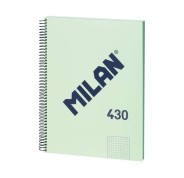 Milan Serie 1918 Cuaderno Espiral Formato A4 Cuadricula 5x5mm - 80 Hojas de 95 gr/m2 - Microperforado, 4 Taladros - Color Verde