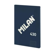 Milan Serie 1918 Libreta Encolada Formato A4 Cuadricula 5x5mm - 48 Hojas de 95 gr/m2 - Microperforado - Tapa Blanda - Color Azul Oscuro