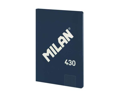 Milan Serie 1918 Libreta Encolada Formato A4 Cuadricula 5x5mm - 48 Hojas de 95 gr/m2 - Microperforado - Tapa Blanda - Color Azul Oscuro