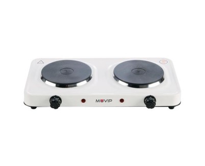 Muvip Cocina Electrica de 2 Placas 2000W - 5 Niveles de Potencia - Termostato con Sistema de Seguridad