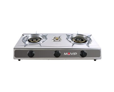 Muvip Serie Strong Cocina de Gas Inox 3 Fuegos - Encendido Piezoelectrico - Quemador de Hierro Fundido Desmontable