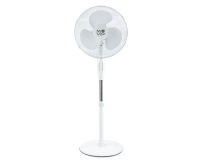 Muvip Ventilador de Pie 45W 3 Aspas - 3 Velocidades - Altura e Inclinacion Ajustables - Base Reforzada - Color Blanco