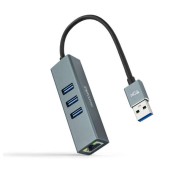 Nanocable Adaptador de Red USB 3.0 a Ethernet Gigabit 10/100/1000 Mbps + 3 Puertos USB 3.0