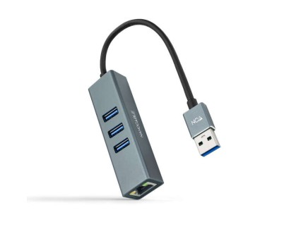 Nanocable Adaptador de Red USB 3.0 a Ethernet Gigabit 10/100/1000 Mbps + 3 Puertos USB 3.0