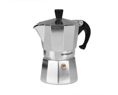 Orbegozo KF 300 Cafetera de Aluminio para 3 Tazas - Prepara Cafe Delicioso en Minutos en Cualquier Cocina - Mango Ergonomico y Valvula de Seguridad para Mayor Comodidad y Tranquilidad