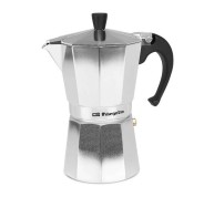 Orbegozo KF 600 Cafetera Italiana Placentera y Segura - Capacidad para 6 Tazas - Mango Ergonomico - Valvula de Seguridad - Facil Limpieza - Compatible con Gas - Electricidad y Vitroceramica