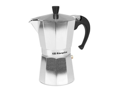 Orbegozo KF 600 Cafetera Italiana Placentera y Segura - Capacidad para 6 Tazas - Mango Ergonomico - Valvula de Seguridad - Facil Limpieza - Compatible con Gas - Electricidad y Vitroceramica