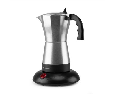 Orbegozo KFE 660 Cafetera Italiana Electrica Comparte Diversion con 6 Tazas de Cafe Caliente en Minutos Potencia 480W - Apagado Automatico - Tapadera con Ventana - Base de Toque Frio y Rotacion 360º