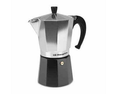 Orbegozo KFM 930 Cafetera de Aluminio Aromas en Familia - Capacidad para 9 Tazas - Utilizable en Cocinas a Gas - Electricas y Vitroceramica - Mango Ergonomico - Facil Limpieza - Valvula de Seguridad