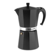 Orbegozo KFN 1210 Cafetera de Aluminio Negra - Capacidad para 12 Tazas - Mango Ergonomico - Valvula de Seguridad - Facil de Limpiar - Diseño Atractivo