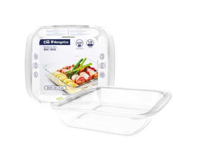 Orbegozo Serie BNC Bandejas de Vidrio - Versatilidad en tu Cocina - Resistencia y Durabilidad Unicas - Capacidadad 1.8L - Apto para Horno - Microondas y Lavavajillas