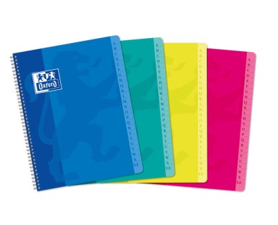 Oxford Classic A5+ Cuaderno con Espiral Tapa Blanda - 90 Hojas - Cuadricula 5x5 - Colores Surtidos