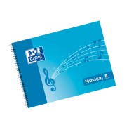 Oxford Cuaderno de Musica Espiral Formato 4º Apaisado 20 Hojas - 8 Pentagramas Interlineado de 2mm - Tapa Blanda - Color Azul