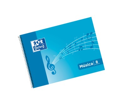 Oxford Cuaderno de Musica Espiral Formato 4º Apaisado 20 Hojas - 8 Pentagramas Interlineado de 2mm - Tapa Blanda - Color Azul