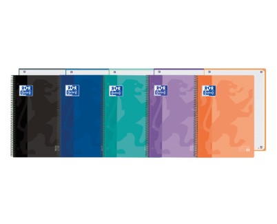 Oxford School Classic Europeanbook 1 Cuaderno A4+ 80 Hojas Microperforadas Cuadricula 5x5mm - Tapa de Plastico Translucido - Colores Surtidos