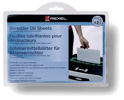 Rexel Pack de 12 Hojas Lubricantes para Destructoras