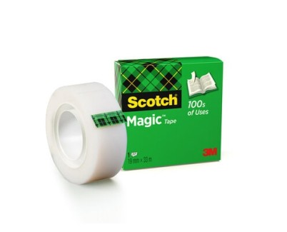 Scotch Magic Tape Cinta Adhesiva Invisible 19mmx33m - Acabado Mate Invisible - Perfecta para Etiquetado - Facil de Usar - 7100024666