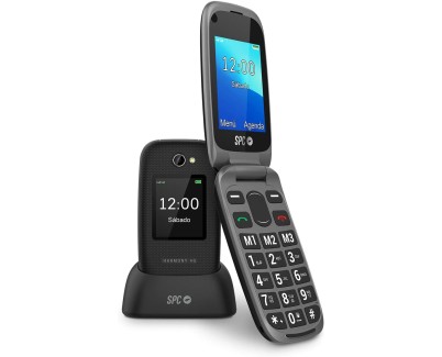 SPC Harmony 4G Telefono Movil para Mayores - Botones Grandes Retroiluminados - Volumen de Timbre de hasta 97.5Db - Compatible con Audifonos - Boton de SOS - Funcion Smart Help - Base de Carga Incluida - Color Negro