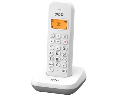 SPC Keops Telefono Fijo Inalambrico DECT - Pantalla Iluminada - Agenda 50 Contactos - Identificador de Llamadas - Color Blanco