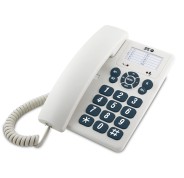 SPC Original Telefono Fijo Teclas Extragrandes - Diferentes Niveles de Timbre - 3 Memorias Directas - Para Mesa y Pared - Color Blanco