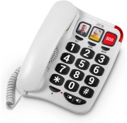 SPC Telefono Fijo para Personas Mayores - Teclas XXL - Llamadas con una Sola Pulsacion - Volumen de Timbre de 93Db - Compatible con Audifonos - sin Pilas ni Conexion a la Luz - Color Blanco