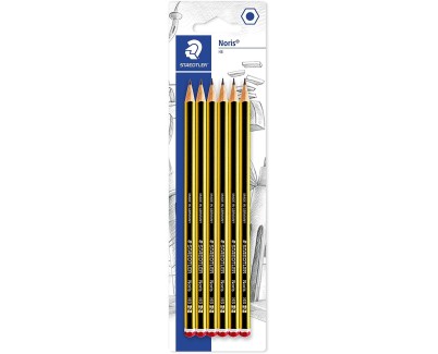 Staedtler Noris 120 Pack de 6 Lapices de Grafito Hexagonales HB - Resistencia a la Rotura - Madera de Bosques Sostenibles