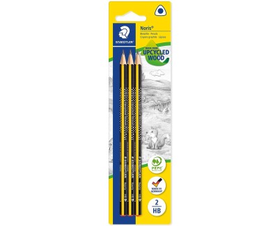 Staedtler Noris 183 Pack de 3 Lapices de Grafito Triangulares - Mina 2HB - Resistencia a la Rotura