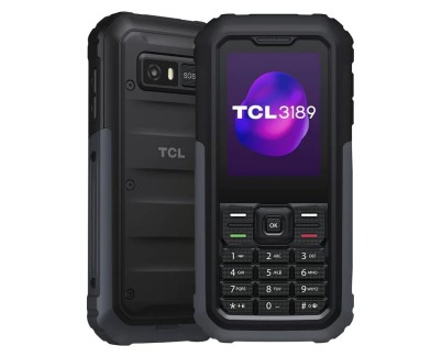 TCL 3189 Telefono Movil Pantalla 2.4\" Bluetooth 5.1 - Diseño Duradero - Bordes Reforzados - Sumergible hasta 1.5m 30min - Boton SOS - Color Negro/Gris