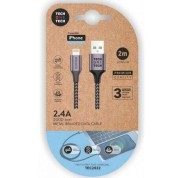 TechOneTech Cable USB-A Macho a Lightning Macho 2m - Recubierto de Nylon Trenzado