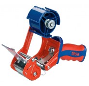 Tesa 6400 Comfort Precintadora para Rollos de hasta 50mm - Sistema de Cuchilla Protegida - Tension Ajustable Manualmente - Color Rojo/Azul