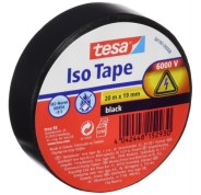 Tesa Cinta Aislante 19mm x 20m - Fabricada en PVC - Para Reparar, Aislar y Agrupar todo tipo de Cables Electricos - Color Negro