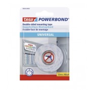 Tesa Powerbond Cinta Adhesiva Doble Cara 19mm x 1.5 Metros - Para Fijacion Segura y Rapida de Objetos Planos y Ligeros - Color Blanco