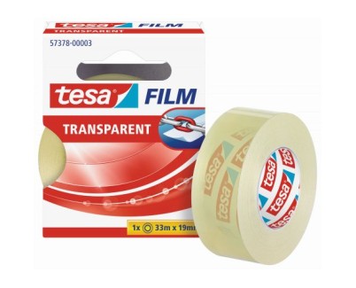 Tesa Tesafilm Cinta Autoadhesiva Transparente 19mmx33m - Resistente al Desgarro - Sin PVC