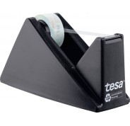 Tesa Tesafilm Eco & Crystal Easy Cut Portarrollos de Sobremesa + Cinta Adhesiva Fabricada con 90% de Botellas PET Recicladas - Color Negro