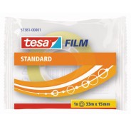 Tesa Tesafilm Standard Cinta Autoadhesiva Transparente 15mmx33m - Buena Adherencia y Alta Resistencia a la Luz UV - Sin PVC