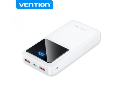 Vention Bateria Powerbank 20000mAh 22.5W USB (C+A+A) con Pantalla LED - Color Blanco