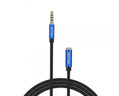 Vention Cable Extension Audio TRSS 3.5mm Macho a Hembra - 1.5m - Algodon Trenzado - Aluminio Azul