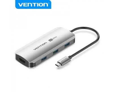 Vention Docking Station 5 en 1 USB-C a HDMI/3xUSB3.0/PD - 0.15m - Aluminio Gris