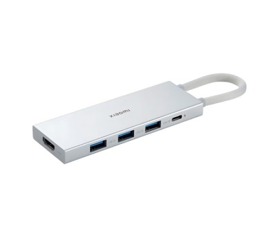 Xiaomi 5 en 1 Hub USB-C con 3x USB-A 3.0, 1x USB-C Carga Rapida hast 100W, 1x HDMI - Carcasa de Aluminio