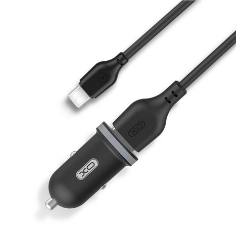 Cool Cargador Coche 2x USB 2.4A Con Cable USB-C Negro